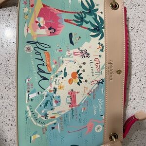 Spartina 449 Cream and Tan Tote Bag with Leather Accents